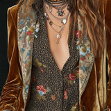 Marcelline - Blazer Patchwork Imprimé Fleurs Vintage