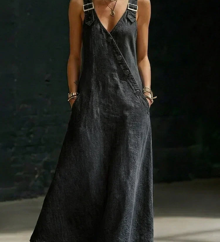 Anaïs - Robe Longue en Denim avec Boutons