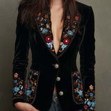 Apolline - Blazer Brodé Fleurs Multicolore