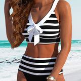 Victoire - Bikini rayé taille haute