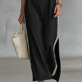 Eugénie - Robe Maxi en Sweat avec Col Boutonné