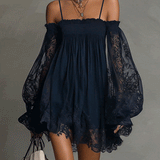 Nadine - Robe mini avec épaules dénudées et dentelle
