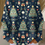 Fanny - Pull de Noël bleu nuit à sapins