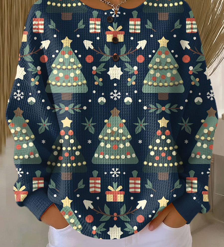 Fanny - Pull de Noël bleu nuit à sapins