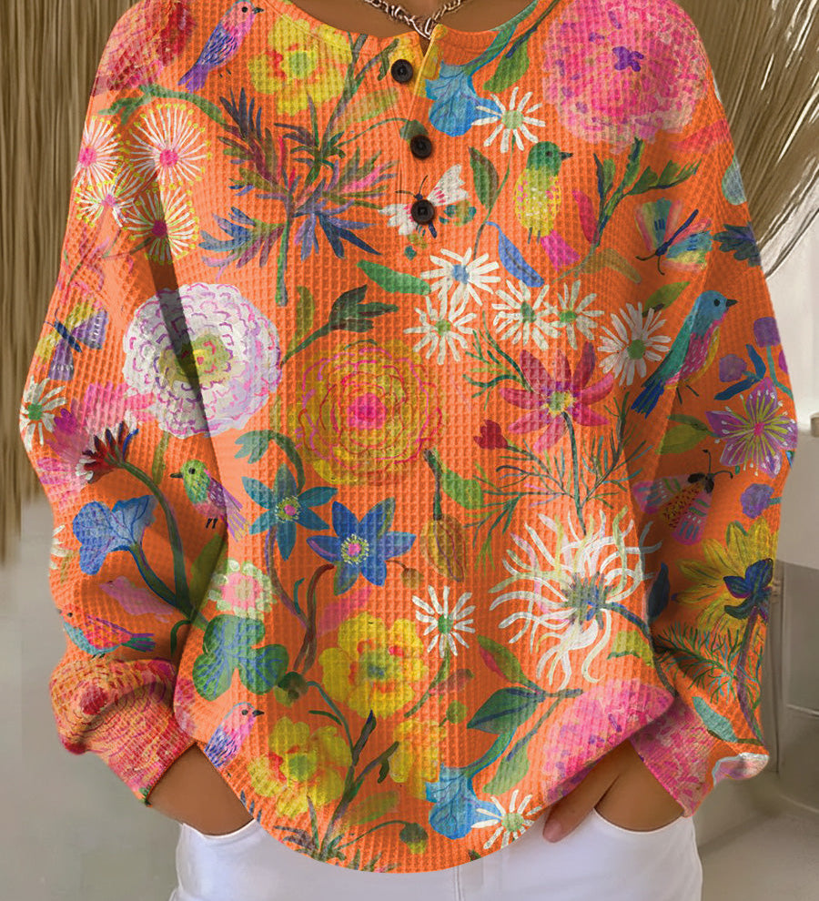 Florence - Pull orange à fleurs