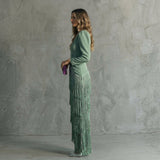 Gaby - Robe Longue à Franges avec Décolleté en V