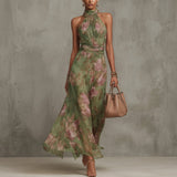 Philippine - Robe Longue Halter Fleurie