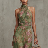 Philippine - Robe Longue Halter Fleurie