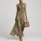 Philippine - Robe Longue Halter Fleurie