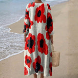 Elva - Robe Maxi Fleurie en Rouge