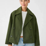 Julie – Veste courte femme à double boutonnage, coupe oversize