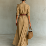 Capucine - Robe maxi à col revers à manches longues