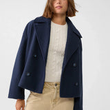 Julie – Veste courte femme à double boutonnage, coupe oversize