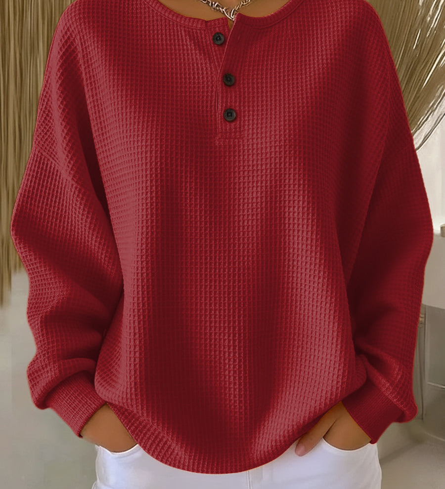 Hélène - Pull uni en maille gaufrée