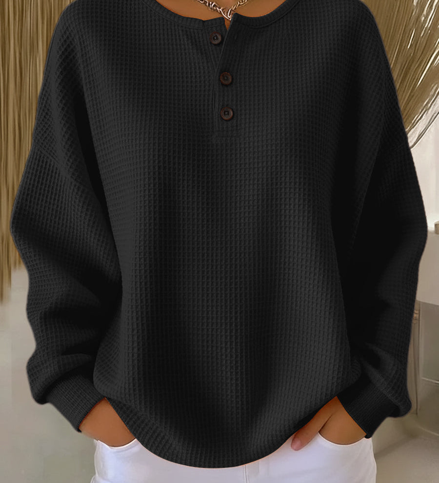 Hélène - Pull uni en maille gaufrée