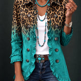 Cassandre - Blazer Couleur Léopard Dégradé avec Volants