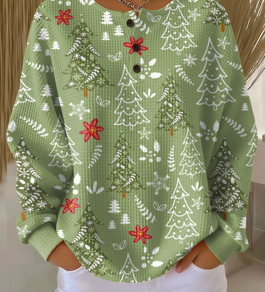 Isaure - Pull de Noël vert à sapins