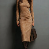 Lorène - Robe Midi Longue Marron
