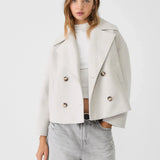 Julie – Veste courte femme à double boutonnage, coupe oversize