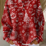Charline - Pull de Noël rouge à motifs blancs