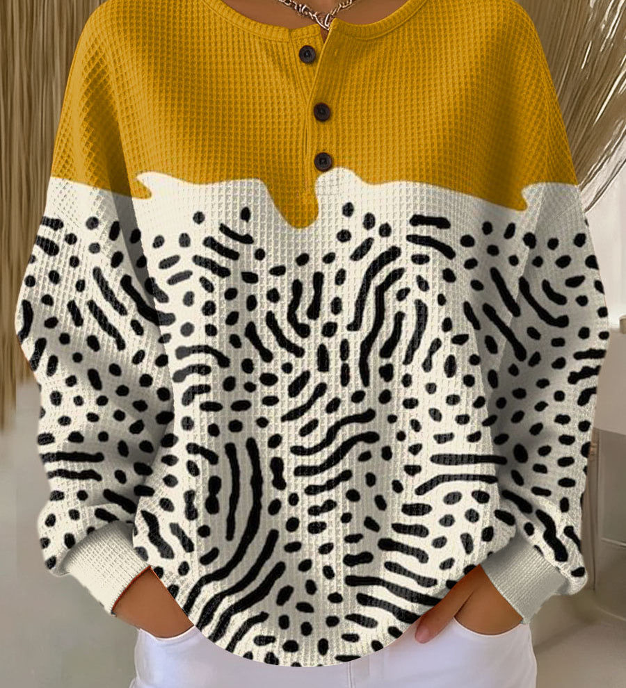Livie - Pull jaune moutarde à pois