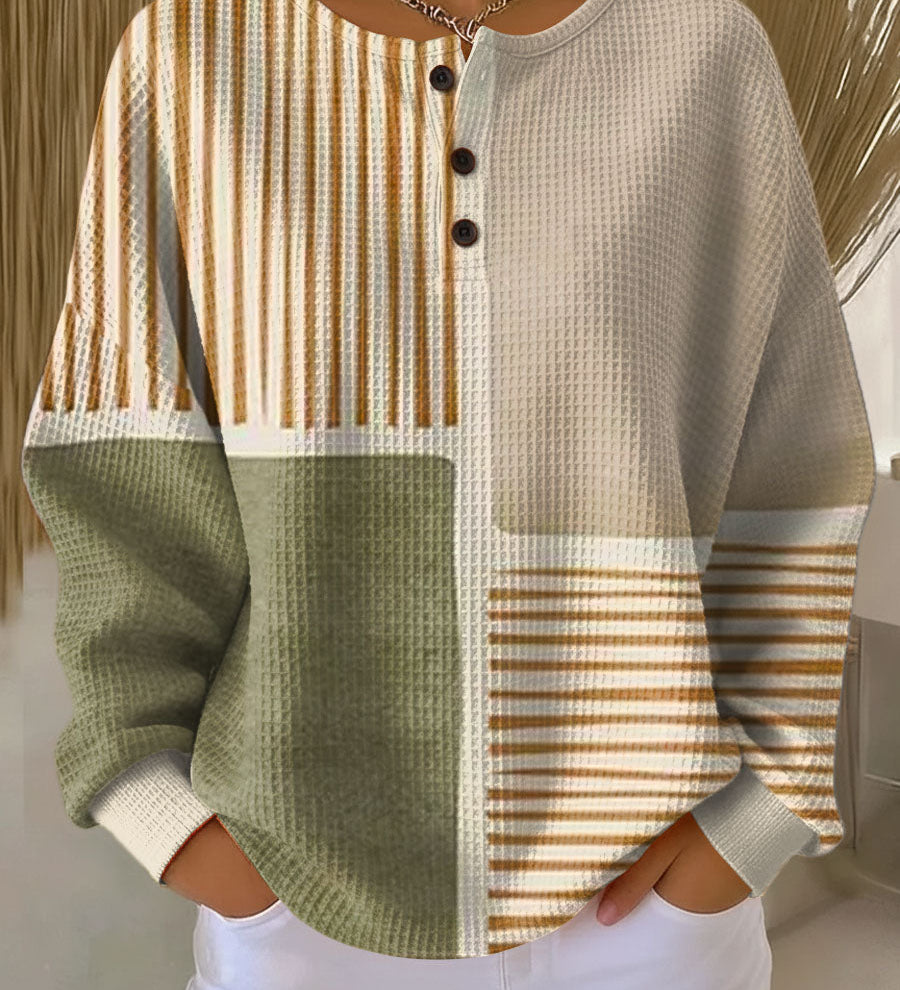 Lucie - Pull patchwork vert et jaune moutarde