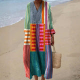 Ève - Robe Longue Multicolore en Patchwork