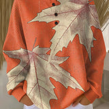 Manon - Pull orange à feuilles d'automne