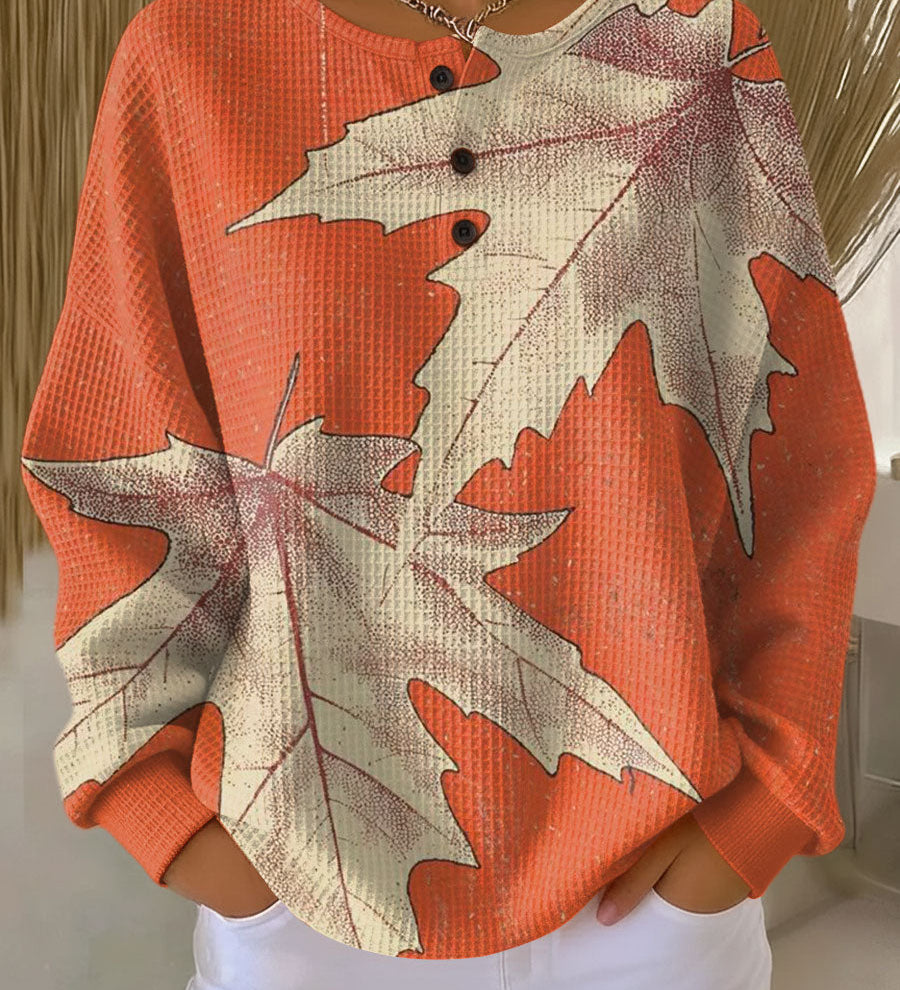 Manon - Pull orange à feuilles d'automne