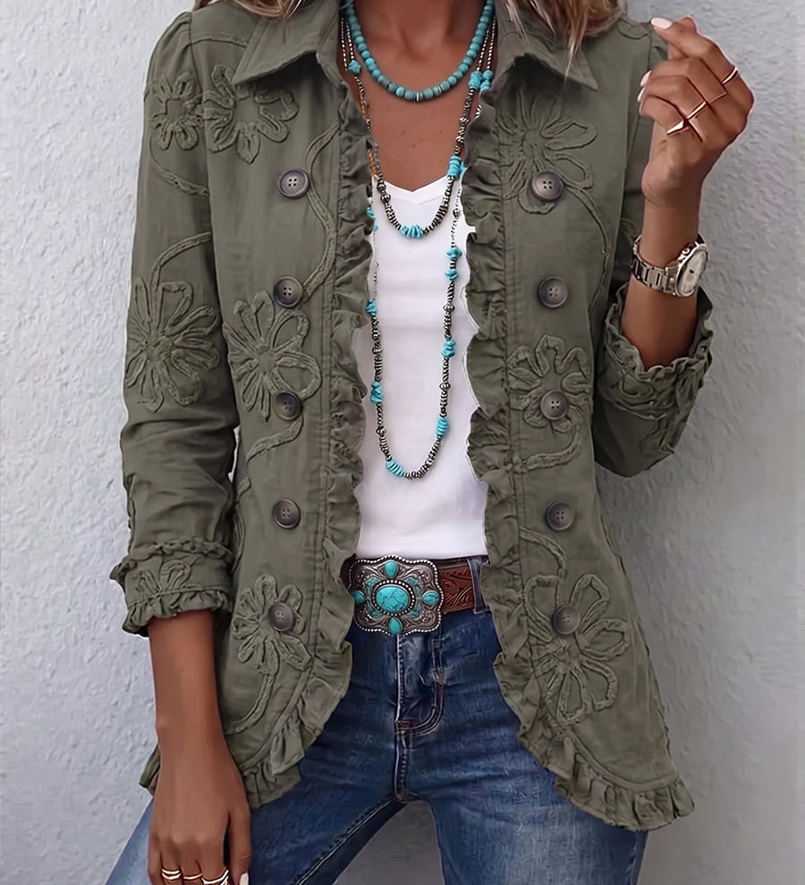 Faustine - Veste Utilitaire Bohème avec Fleurs
