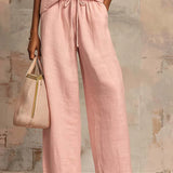 Aline - Ensemble de deux pièces : Chemise de style décontracté et pantalon à jambe large
