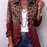 Cassandre - Blazer Couleur Léopard Dégradé avec Volants