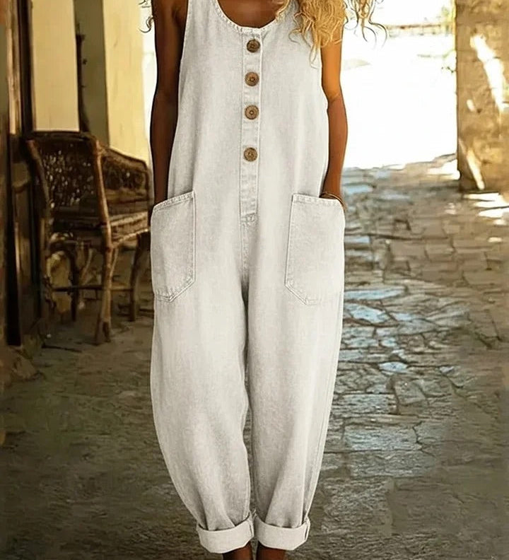 Chloé - Combinaison en Denim Lavé Vintage