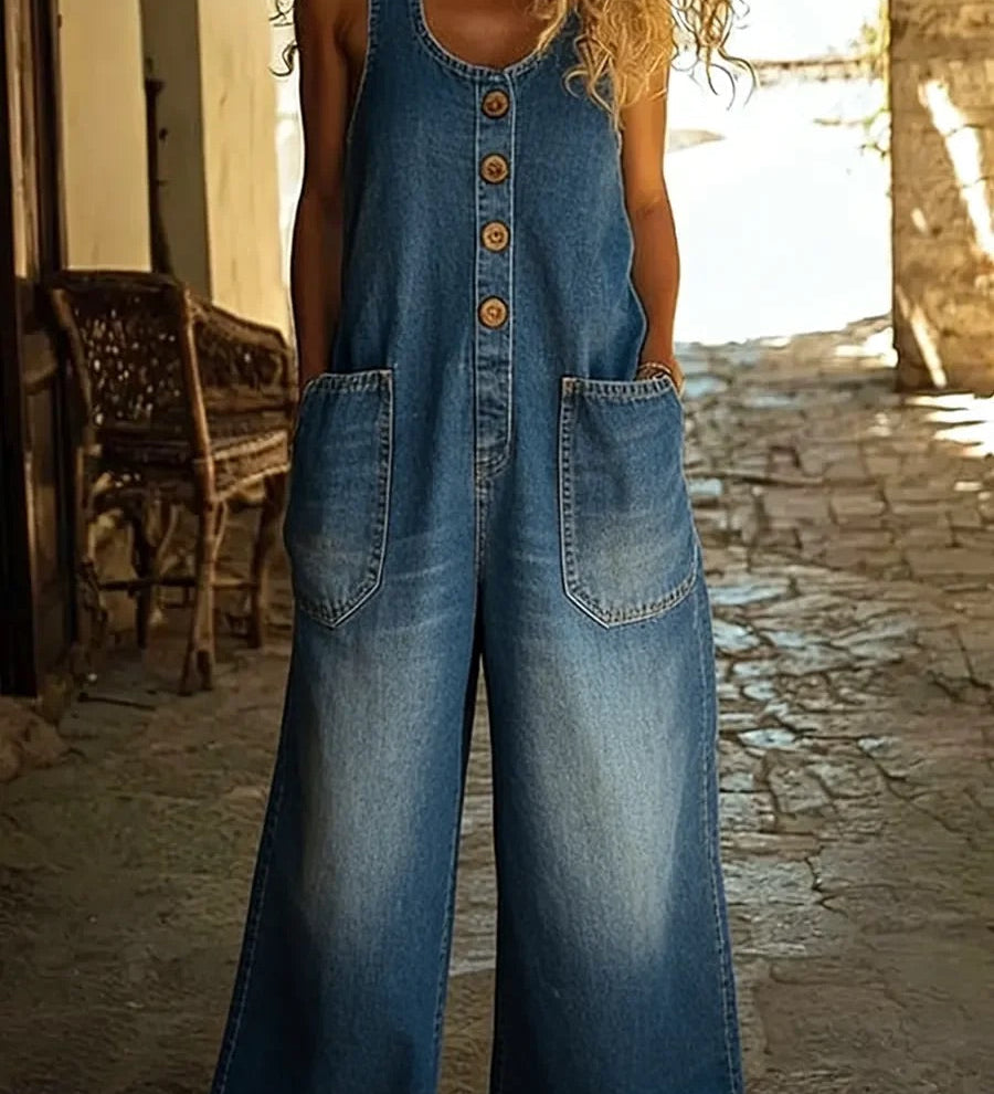 Chloé - Combinaison en Denim Lavé Vintage