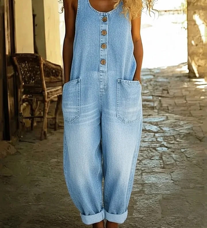 Chloé - Combinaison en Denim Lavé Vintage