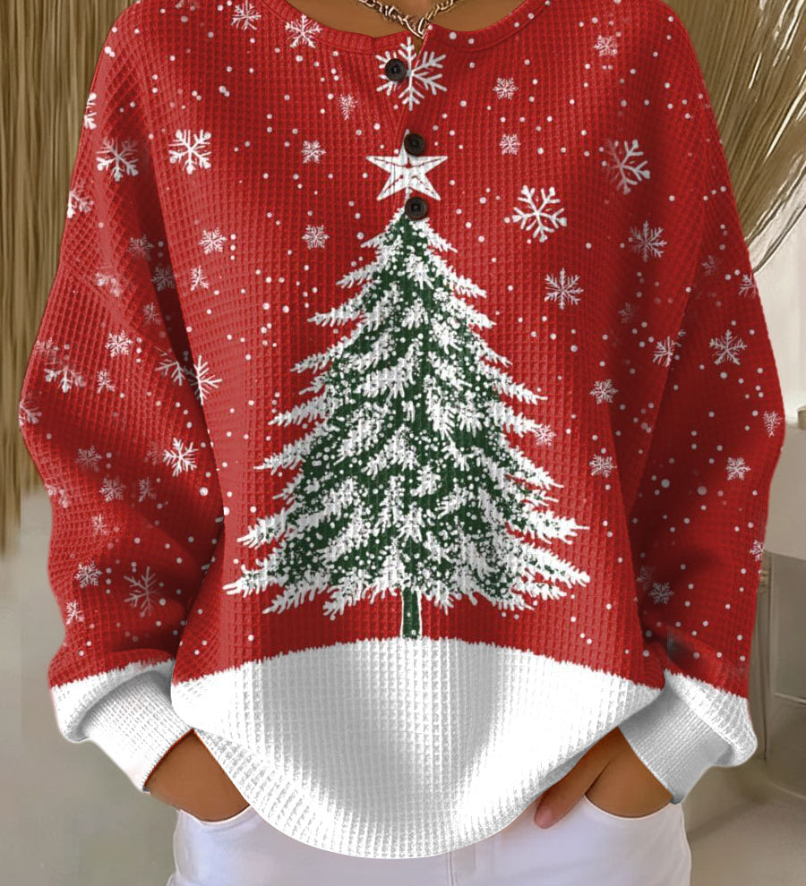 Sixtine - Pull de Noël rouge à sapin
