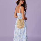 Renée - Robe Midi Fleurie Bleue
