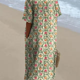 Eulalie - Robe Florale Rétro en Vert D'eau