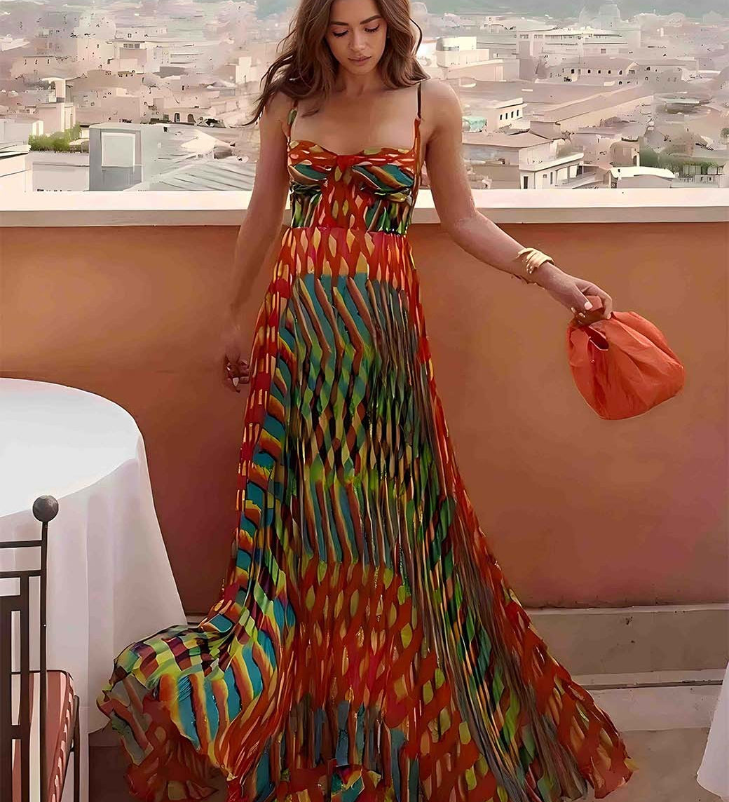 Arielle - Robe Maxi Imprimée Abstraite