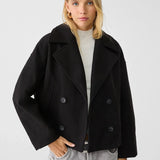 Julie – Veste courte femme à double boutonnage, coupe oversize